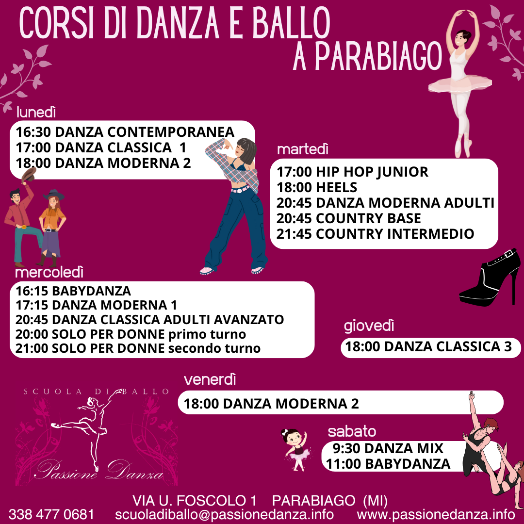 Scuola di ballo Passione danza parabiago, milano, green pass, aperture, social